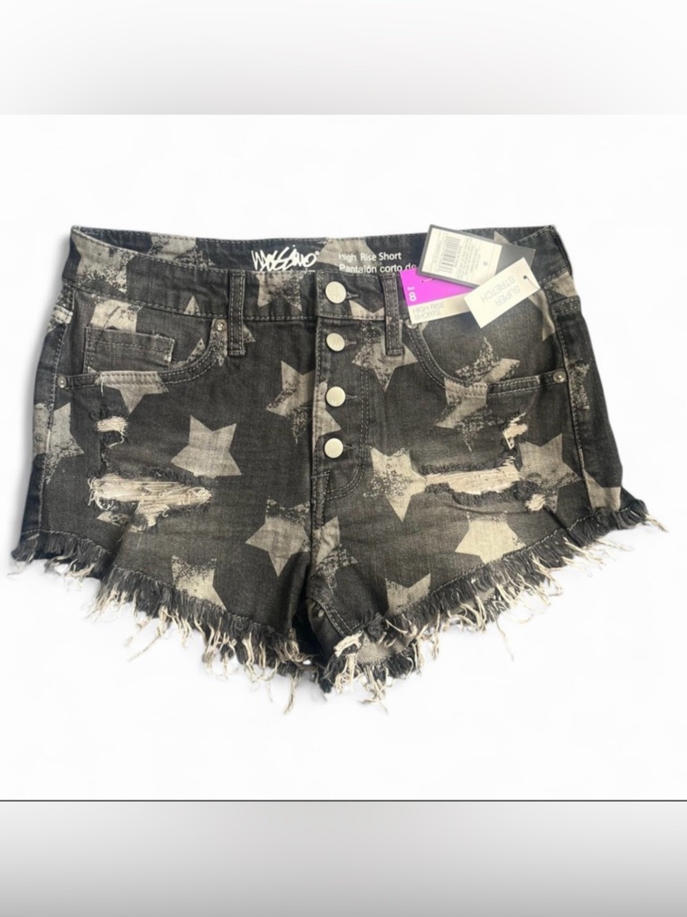 Mossimo Supply Co. Black Star Print High-Rise Distressed Jean Shorts